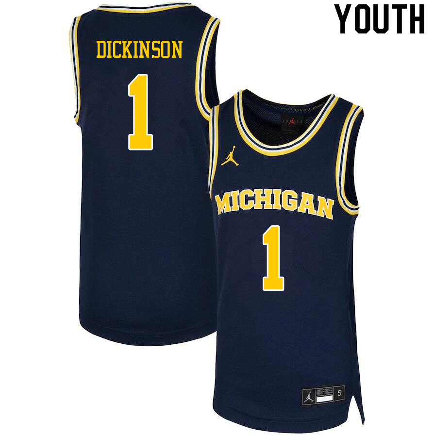 Youth #1 Hunter Dickinson Michigan Wolverines College Basketball Jerseys Sale-Navy